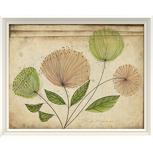 Pink and Green Flowers Framed Print