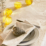 Garnier Thiebaut Mille Isaphire Parchemin Jacquard Tablecloth