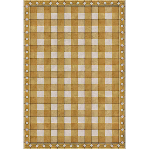 Gingham Tile Yellow Vinyl Floorcloth