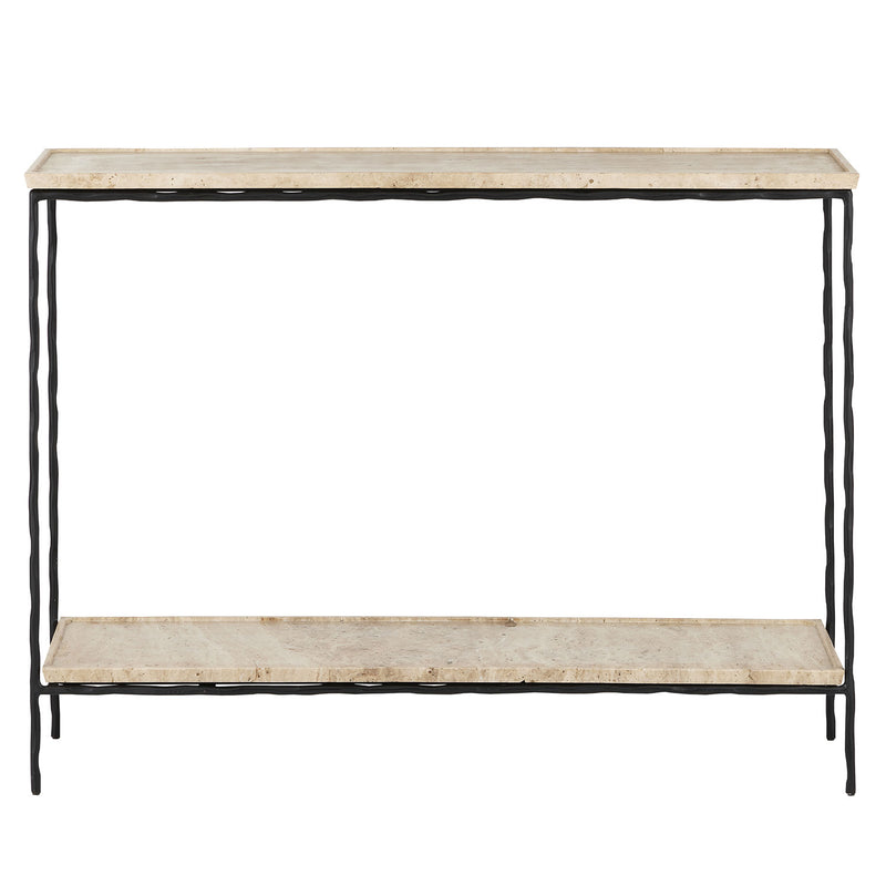 Currey & Co Boyles Travertine Console Table