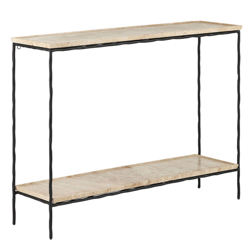 Currey & Co Boyles Travertine Console Table