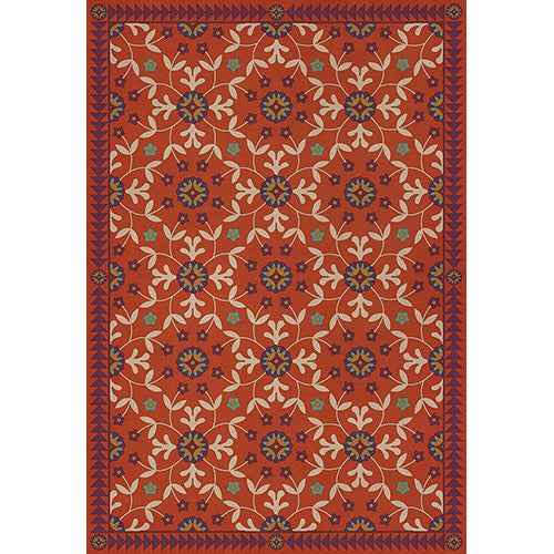Whig Rose - The Flaming Heart Vinyl Floorcloth