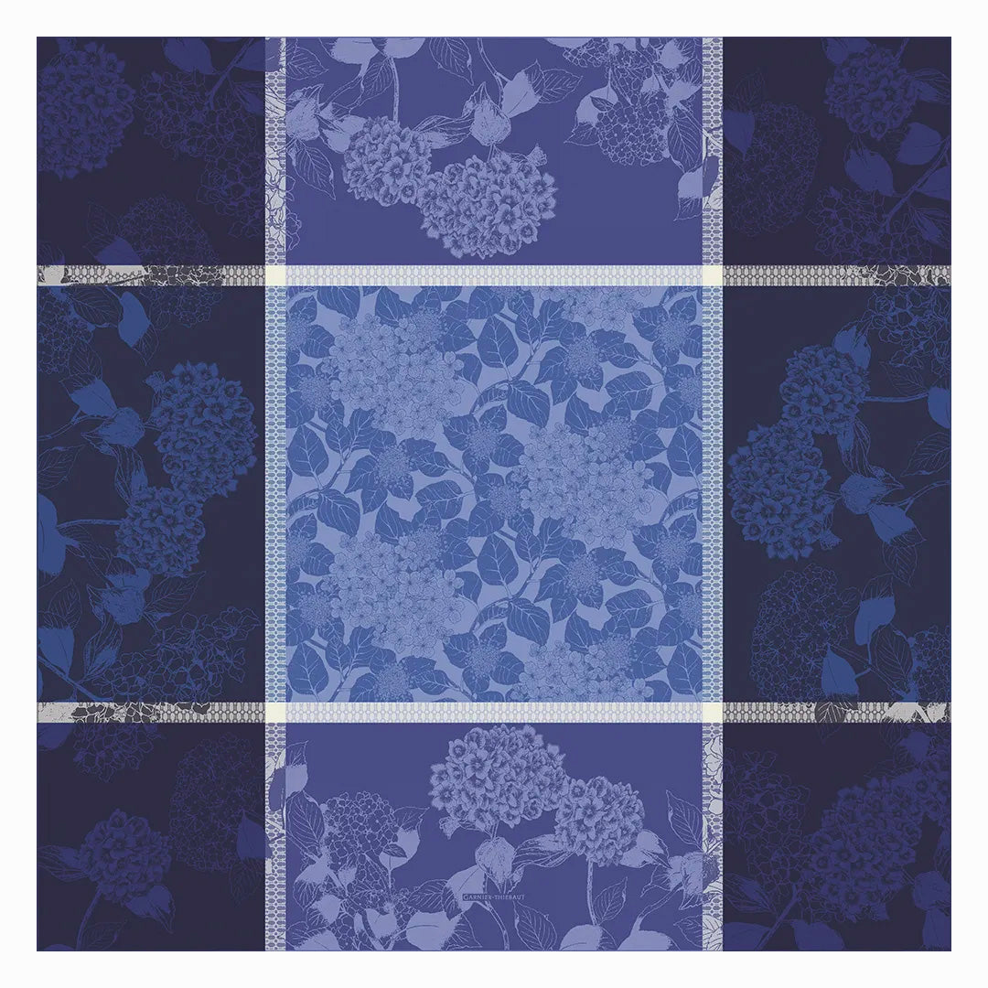Nappe Rectangulaire Garnier Thiebaut Mille Hortensias Vert - 69x98 Cm En Coton Lavable Machine