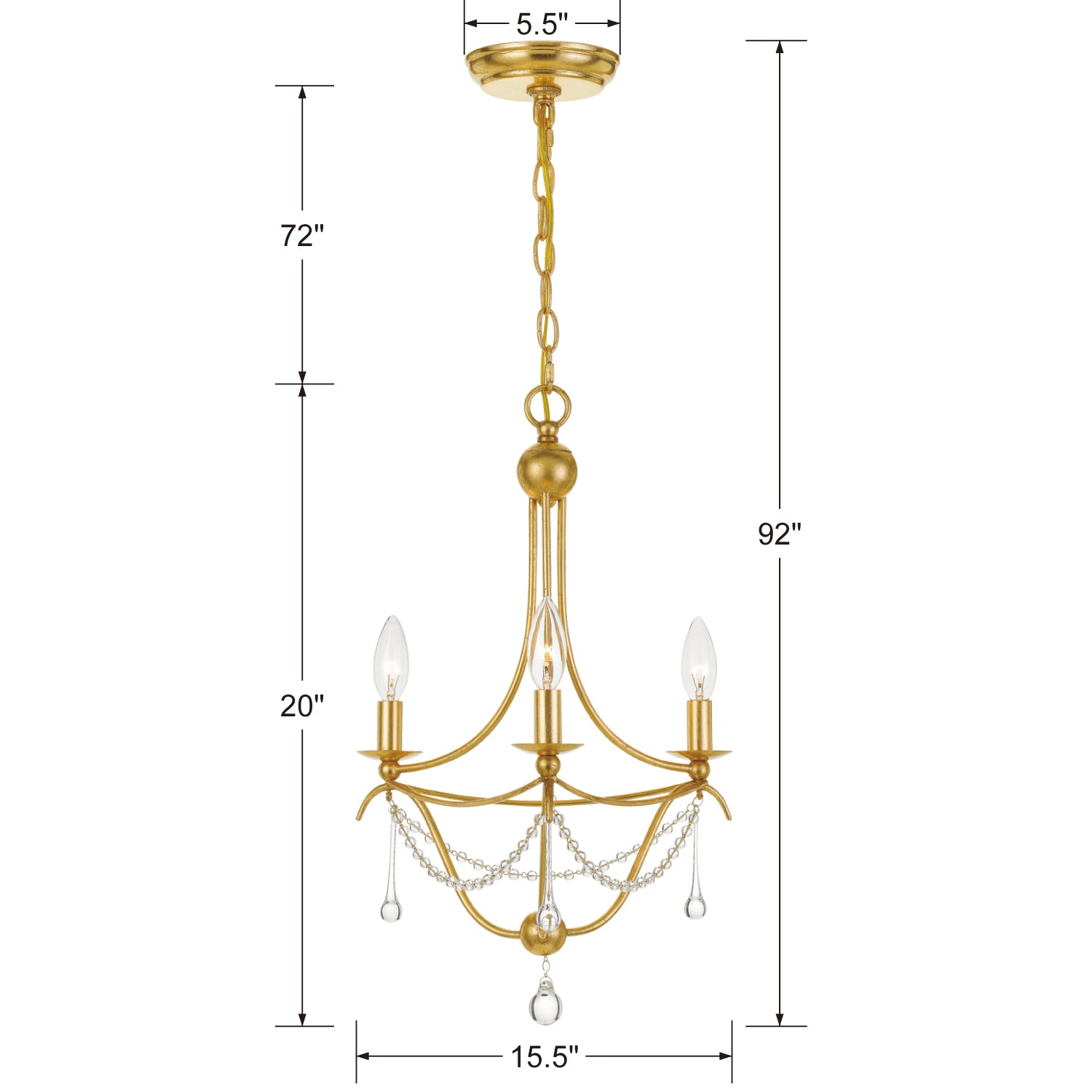 Crystorama Metro 3-Light Mini Chandelier