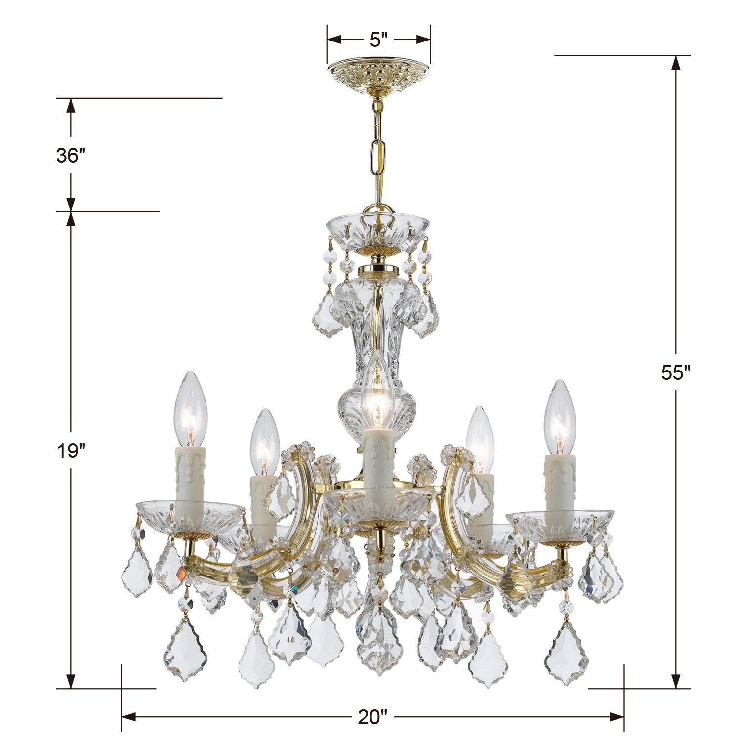 Crystorama Maria Theresa 4376 5-Light Mini Chandelier