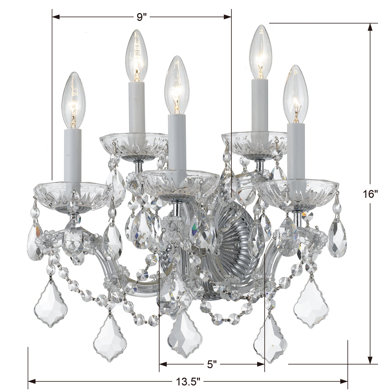 Crystorama Maria Theresa 4404 5-Light Wall Sconce