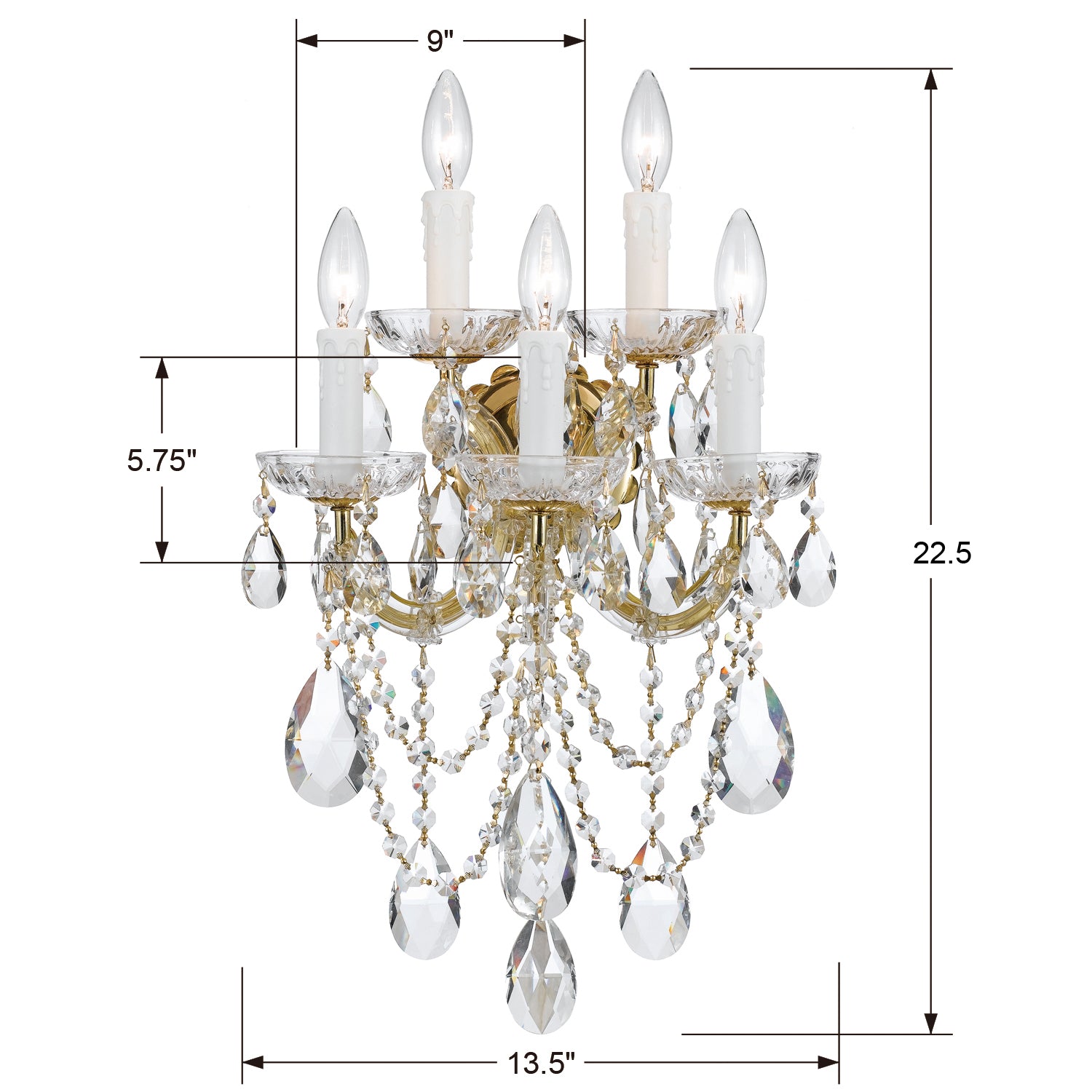 Crystorama Maria Theresa 4425 5-Light Wall Sconce