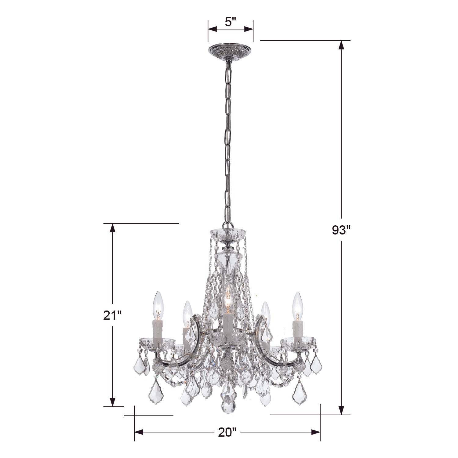 Crystorama Maria Theresa 4476 5-Light Mini Chandelier