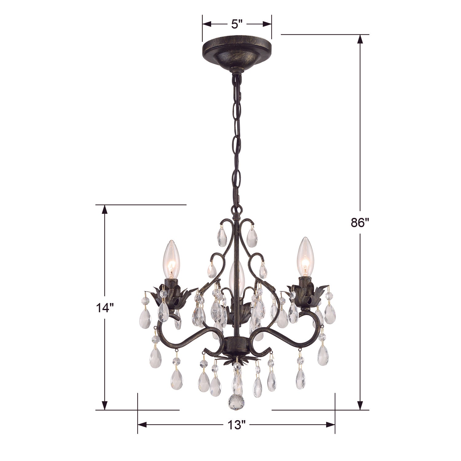 Crystorama Paris Market 4534 3-Light Mini Chandelier