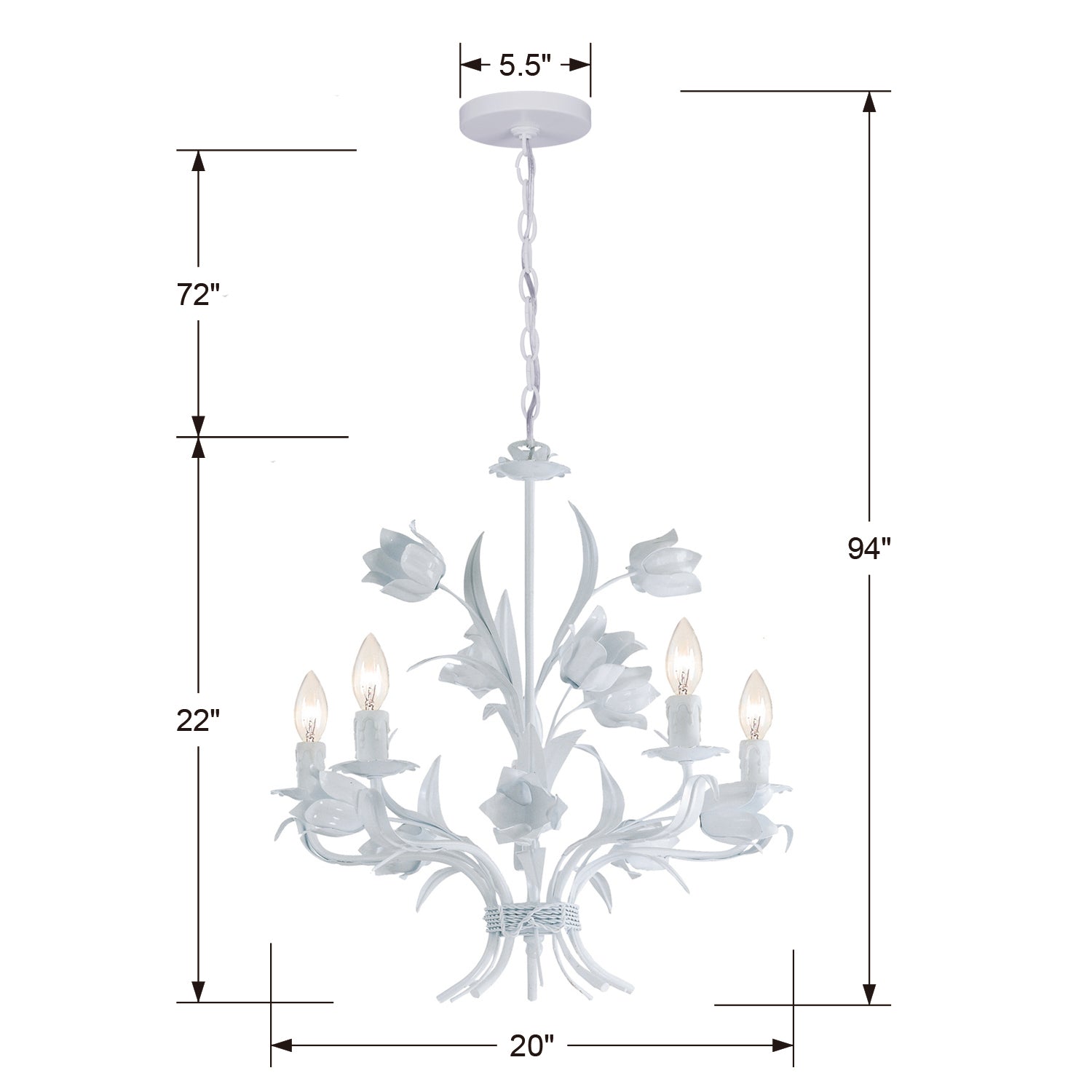 Crystorama Southport White 5-Light Chandelier
