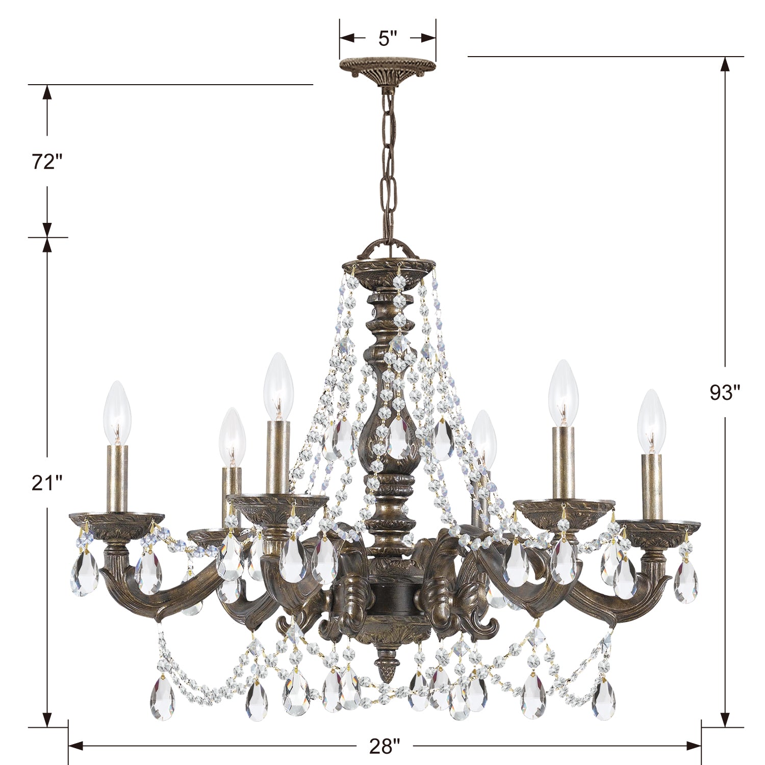 Crystorama Paris Market Crystal Drop 5026 6-Light Chandelier