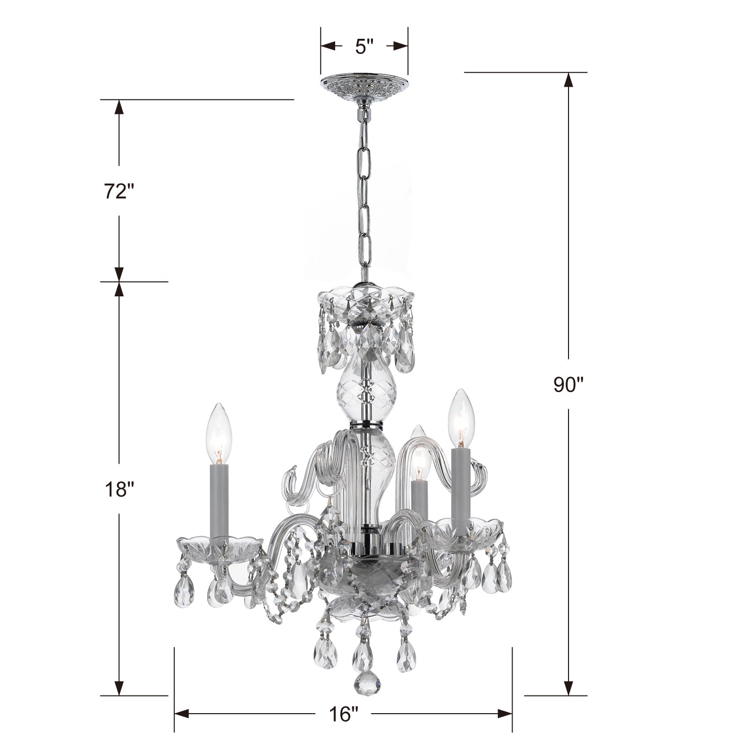 Crystorama Traditional Crystal 5044 3-Light Mini Chandelier