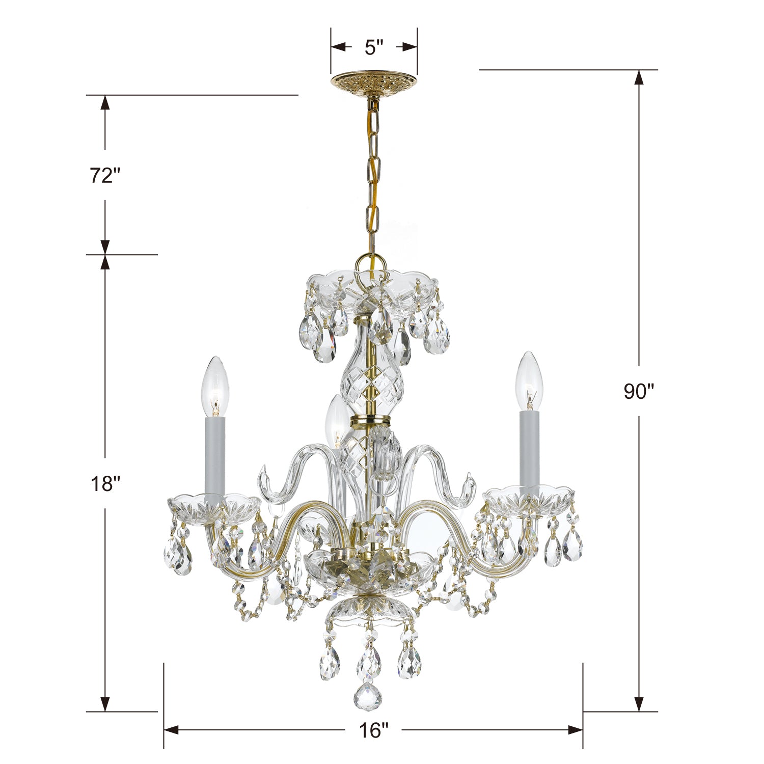 Crystorama Traditional Crystal 5044 3-Light Mini Chandelier