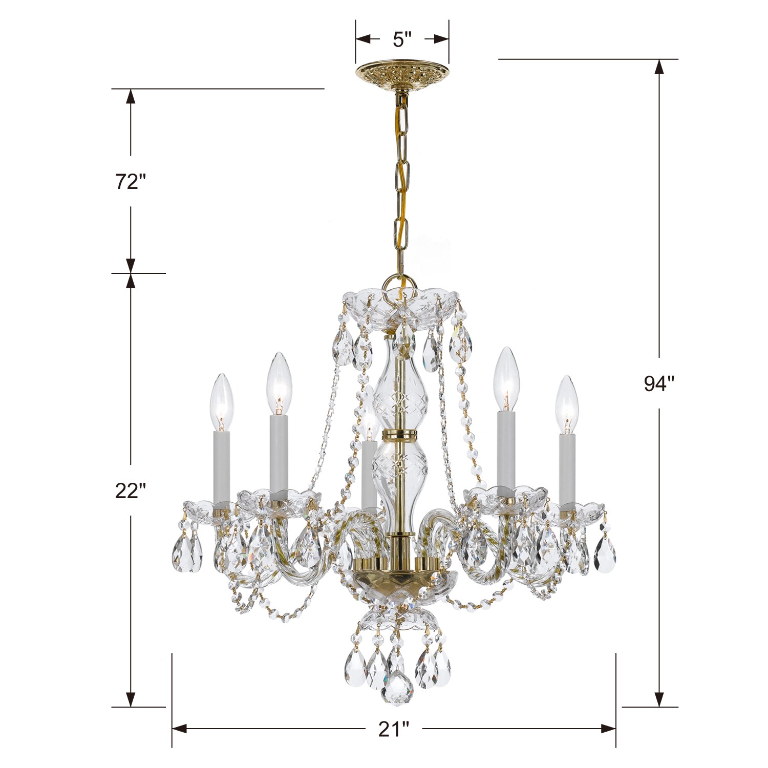 Crystorama Traditional Crystal 5085 5-Light Chandelier