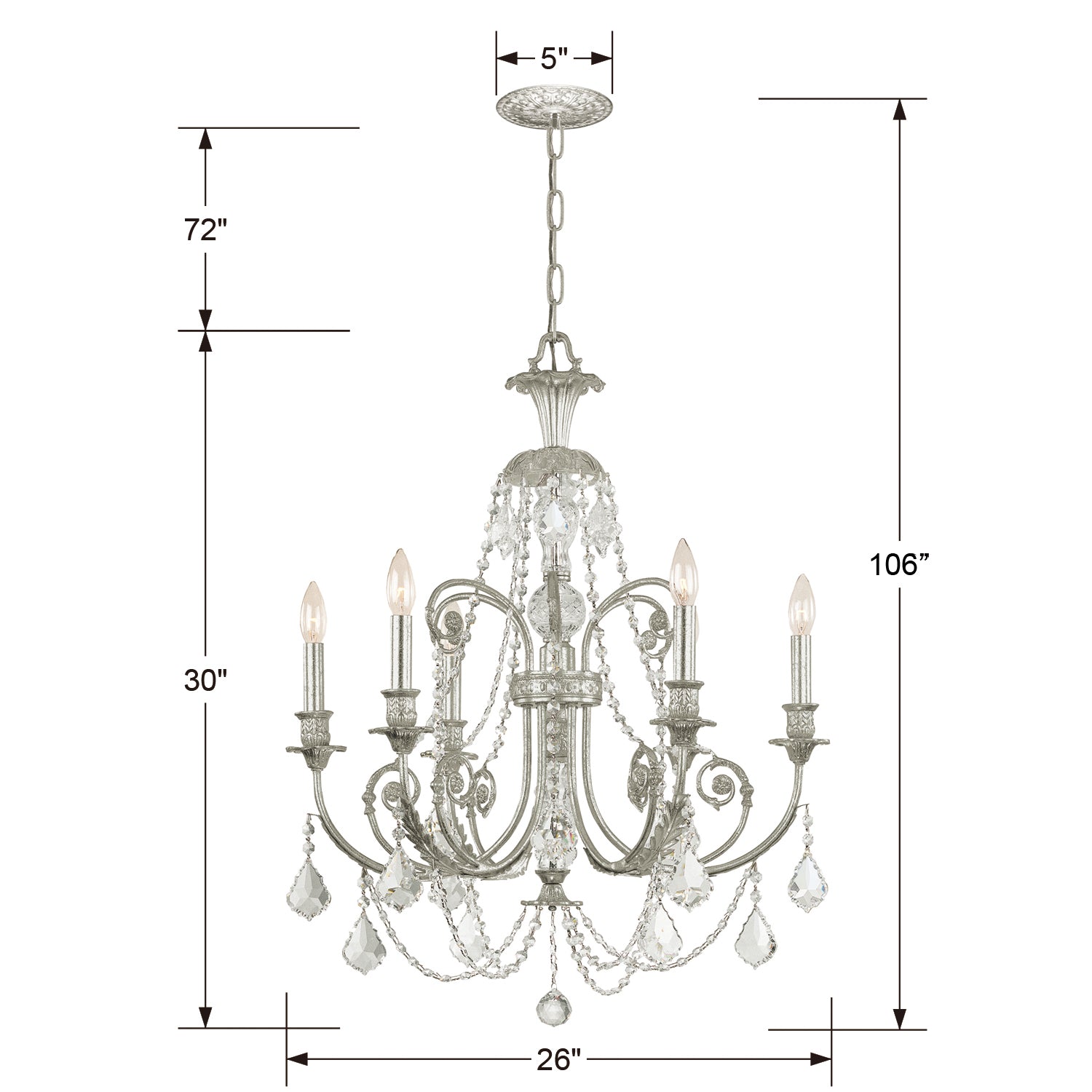 Crystorama Regis Crystal Drops 5116 6-Light Chandelier