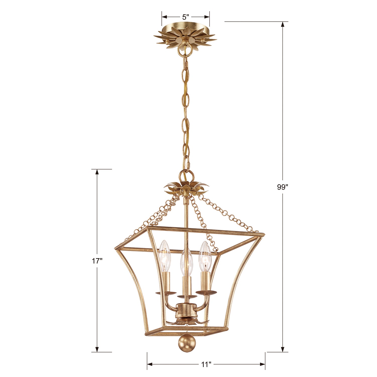 Crystorama Broche 3-Light Lantern