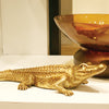Antiqued Gold Crocodile Sculpture