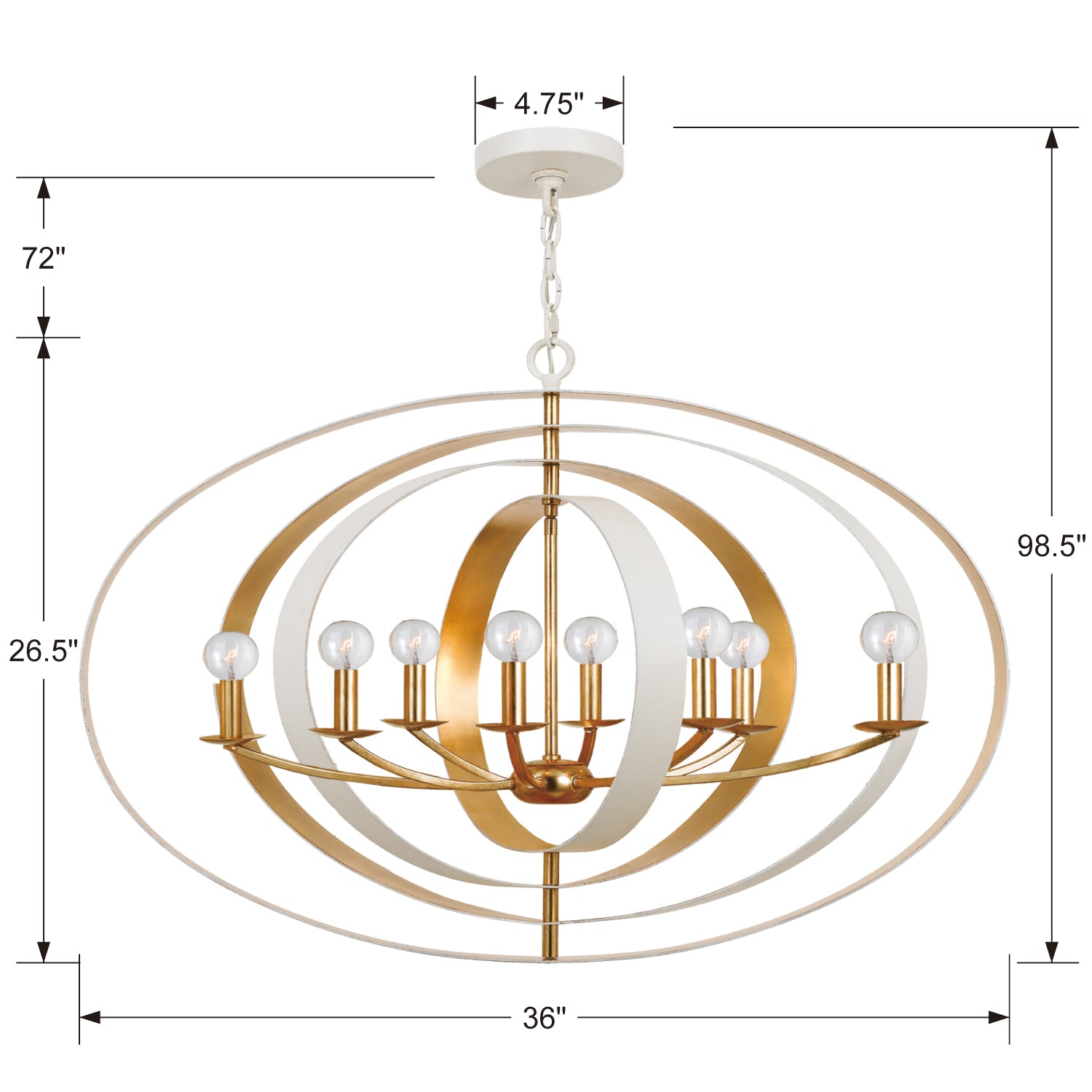 Crystorama Luna 8-Light Oval Chandelier