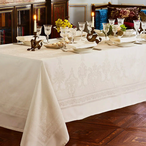 Garnier Thiebaut Beauregard Ivory Jacquard Tablecloth