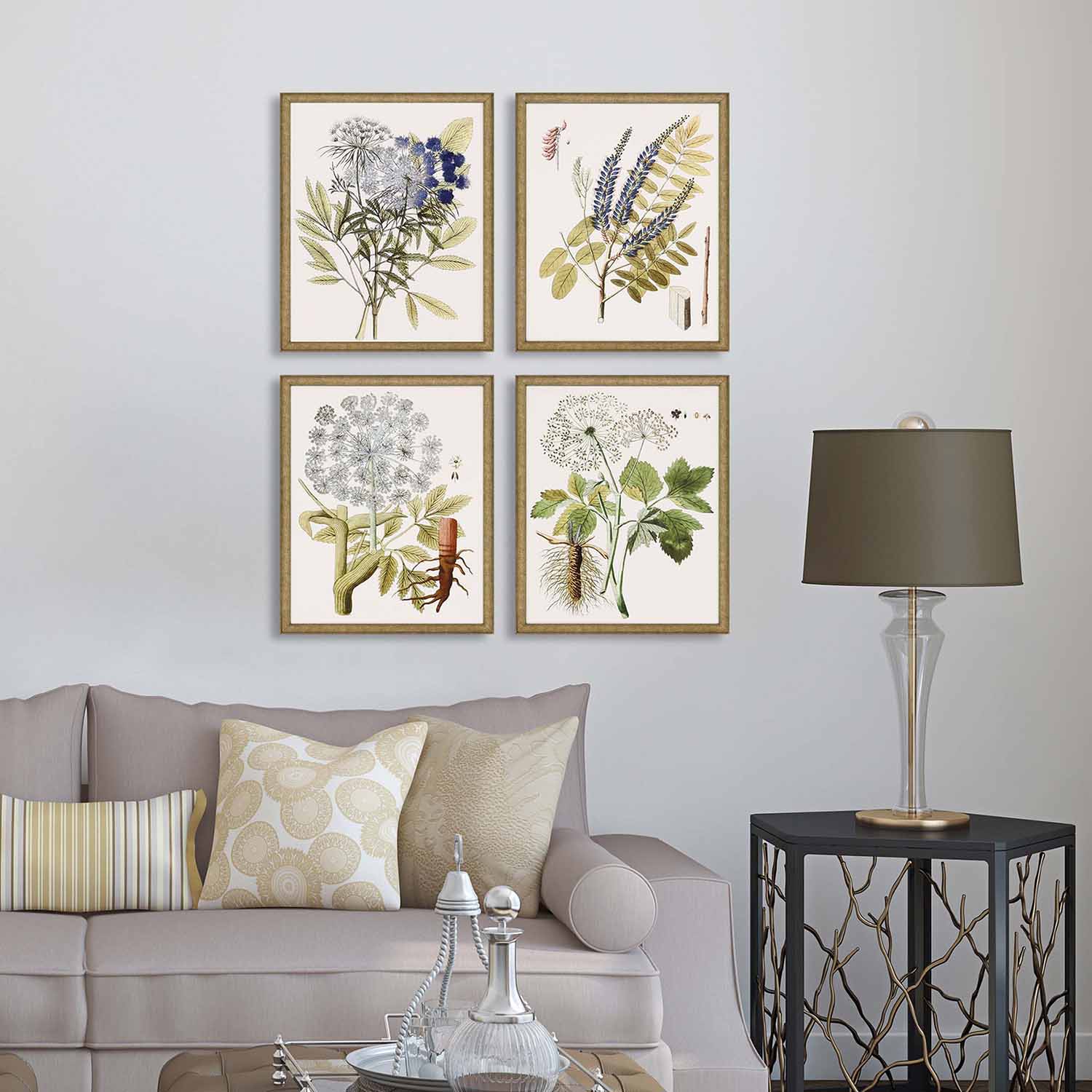Lacy Leaves Framed Art Set of 4