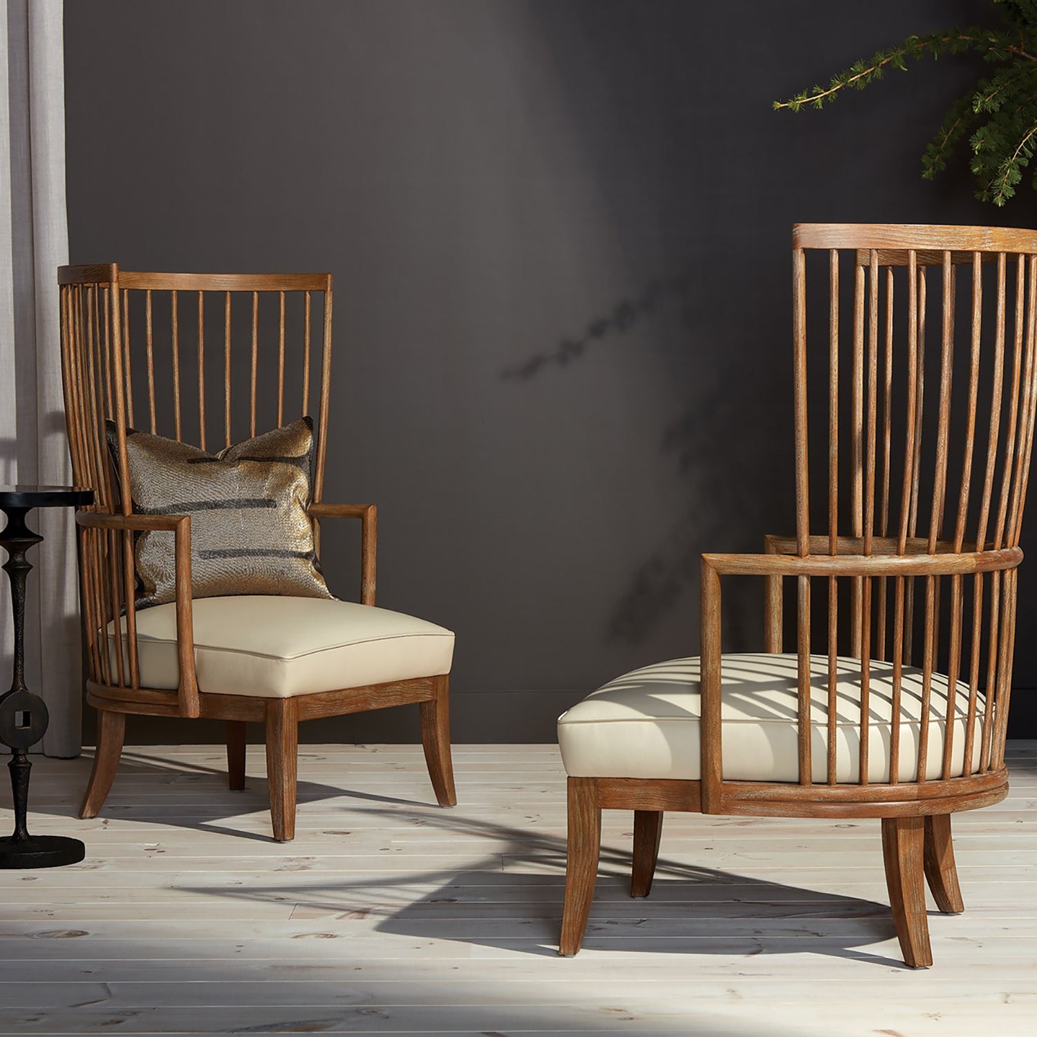 Global Views Spindle Wing Chair