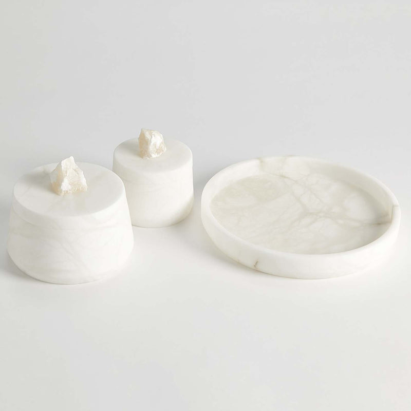 Global Views Alabaster Tapered Round Tray