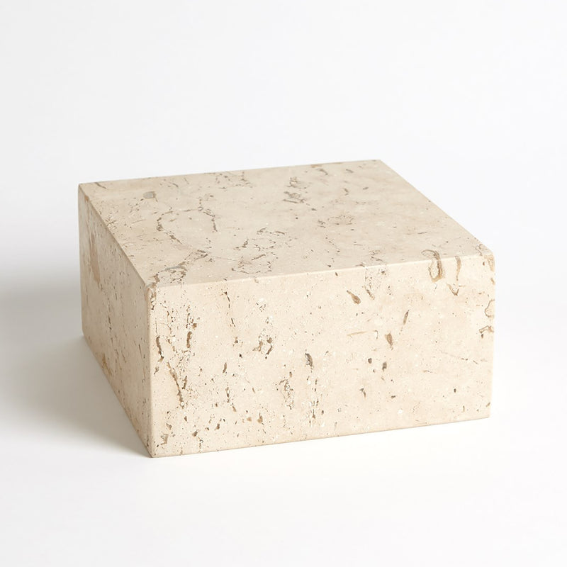 Global Views Travertine Cube Riser – Paynes Gray