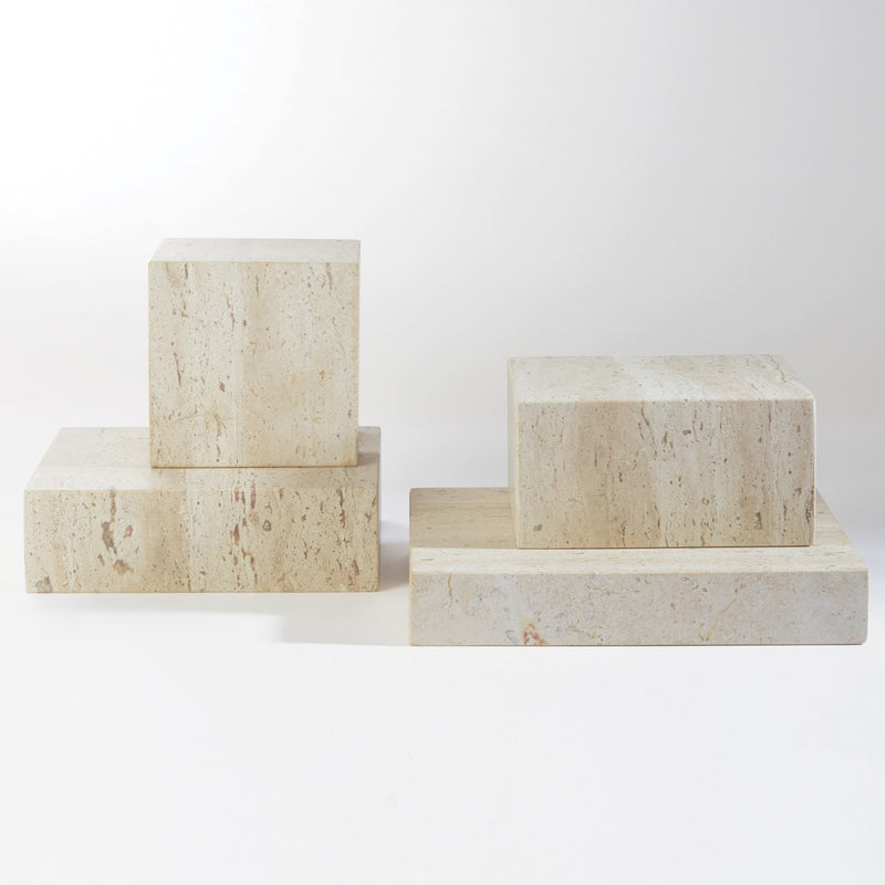 Travertine Riser Global Views Travertine Cube Riser – Paynes Gray