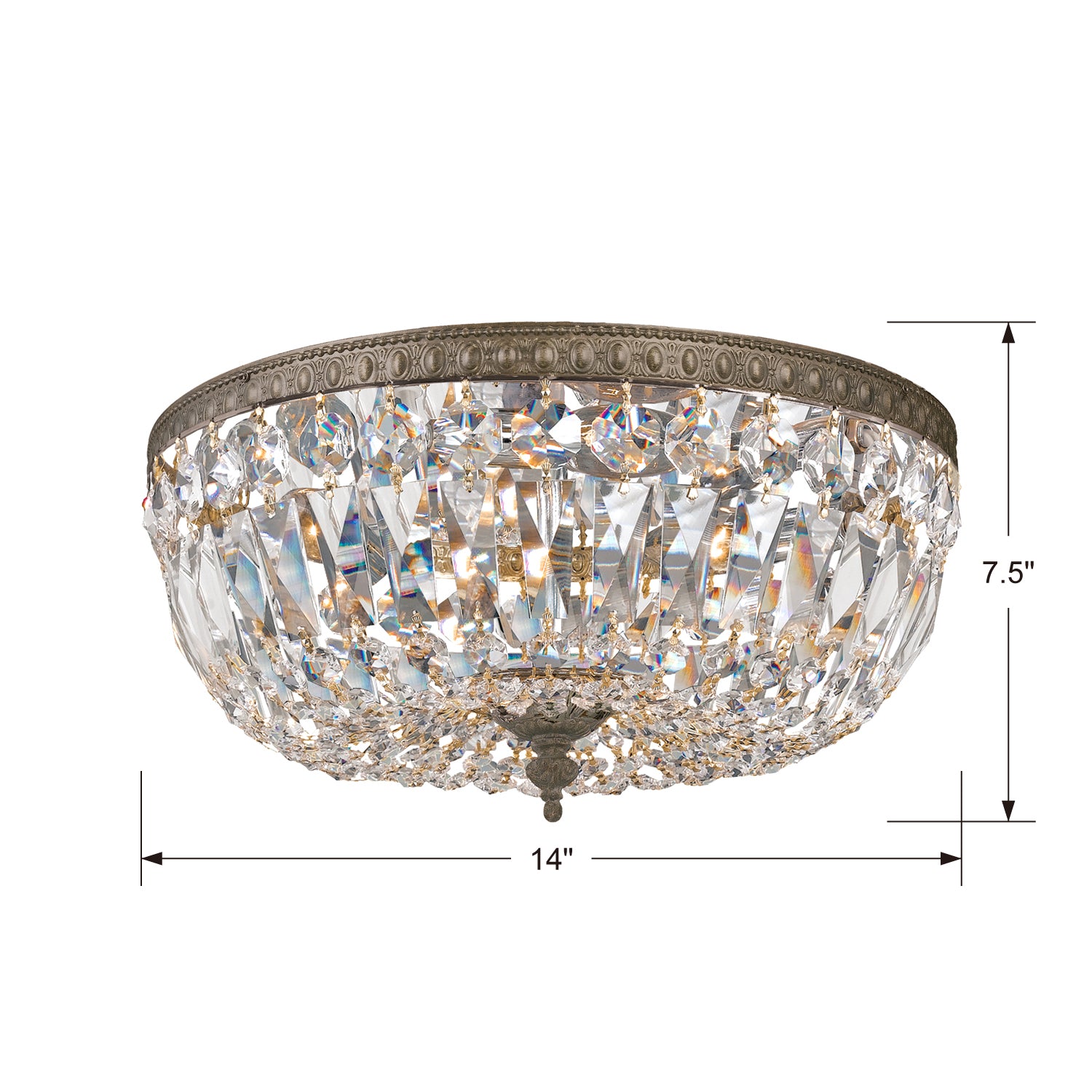 Crystorama Crystal 714 3-Light Flush Ceiling Mount