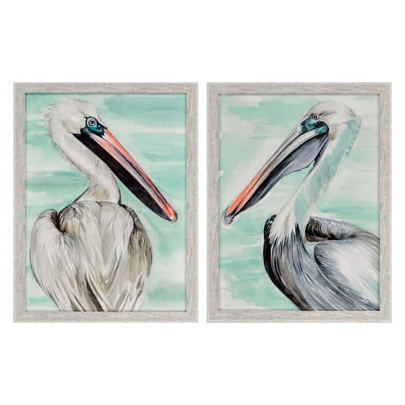 Parker Turquoise Pelican Framed Art Set of 2