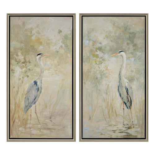 Oxley Wading Heron Canvas Art Set of 2