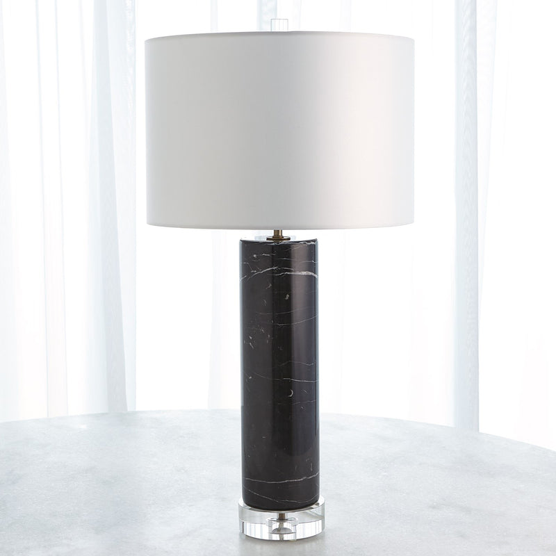 Global Views Marble Cylinder Table Lamp