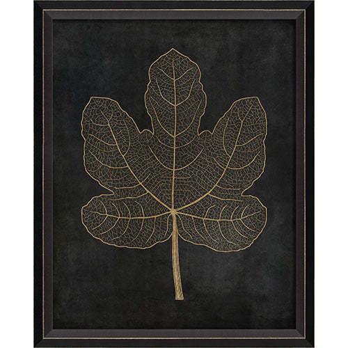 Fig Leaf Gold on Black Framed Print