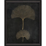Ginkgo Leaves Gold on Black Framed Print