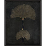Ginkgo Leaves Gold on Black Framed Print