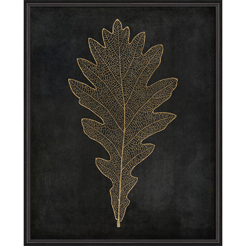 Oak Leaf Gold on Black Framed Print