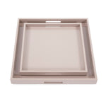 Lacquer Square Wood Tray Set of 2
