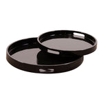 Lacquer Round Wood Tray Set of 2
