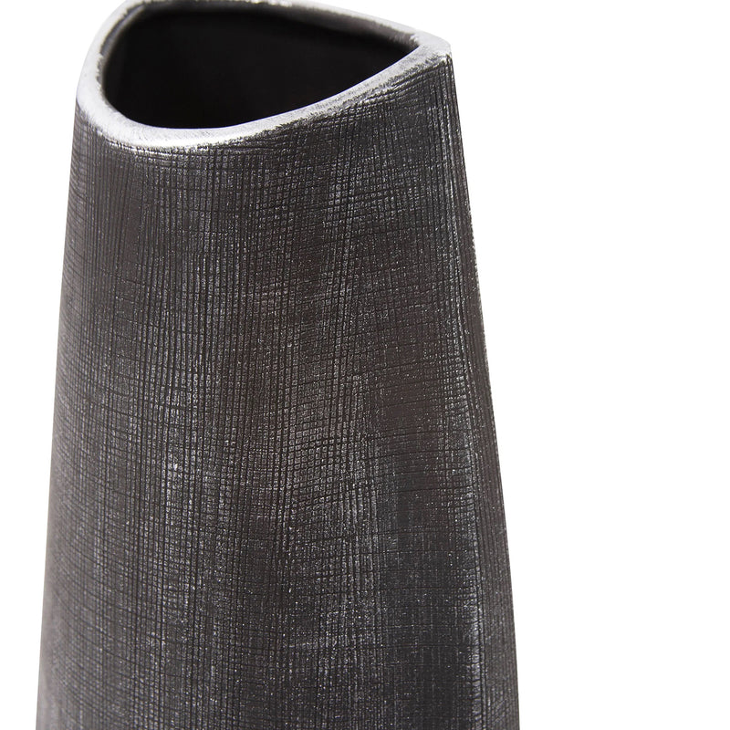 Textured Black Free Formed Tall Vase