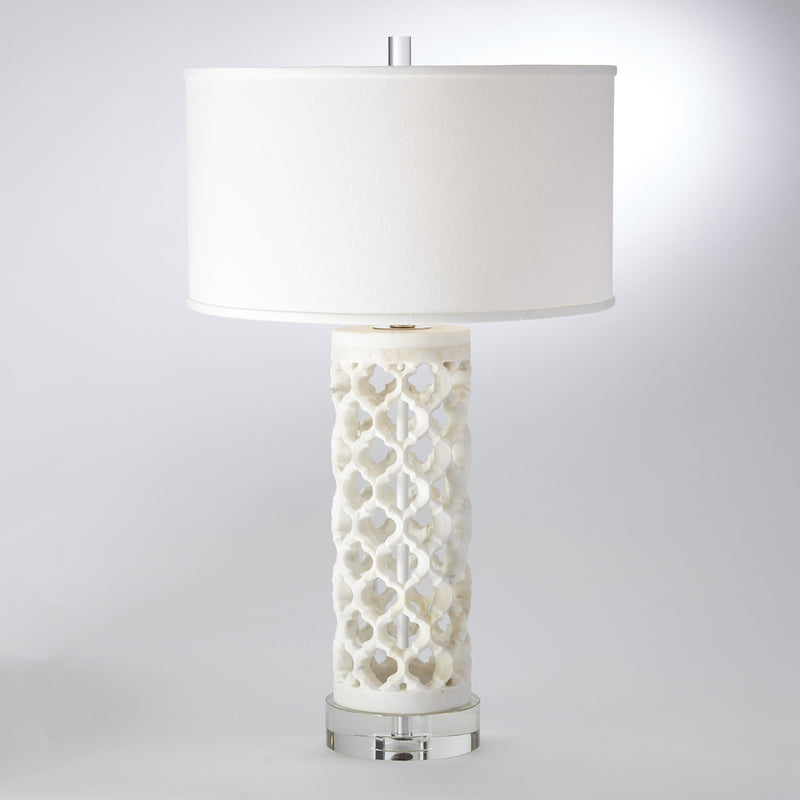 Global Views Round Arabesque Marble Table Lamp