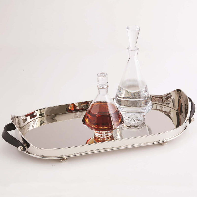 Global Views Leather Handle Drink Tray