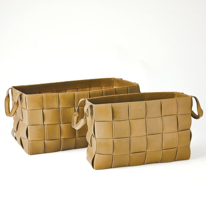 Global Views Soft Woven Leather Basket