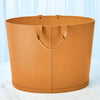 Global Views Oversized Oval Leather Basket