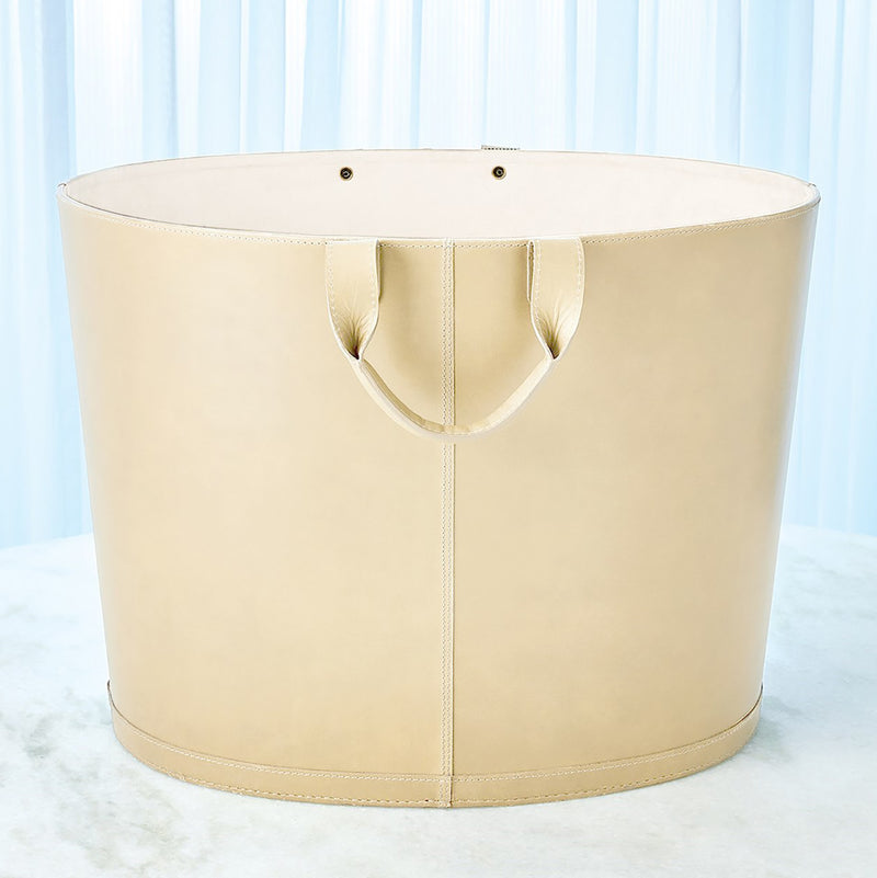 Global Views Oversized Oval Leather Basket