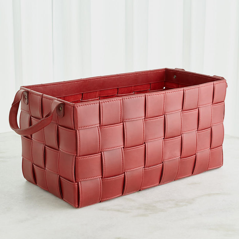 Global Views Soft Woven Leather Basket