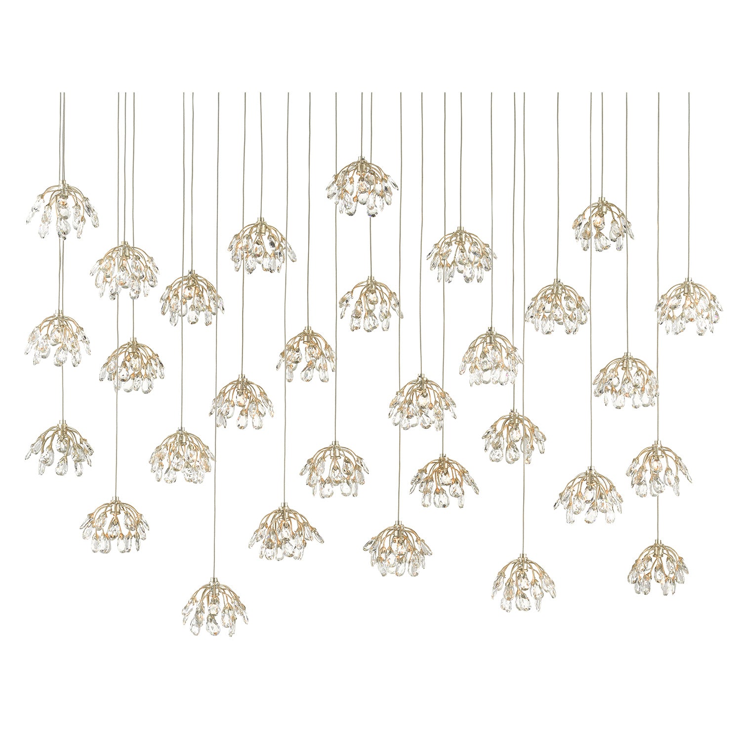 Currey & Co Crystal Bud 30-Light Multi-Drop Pendant