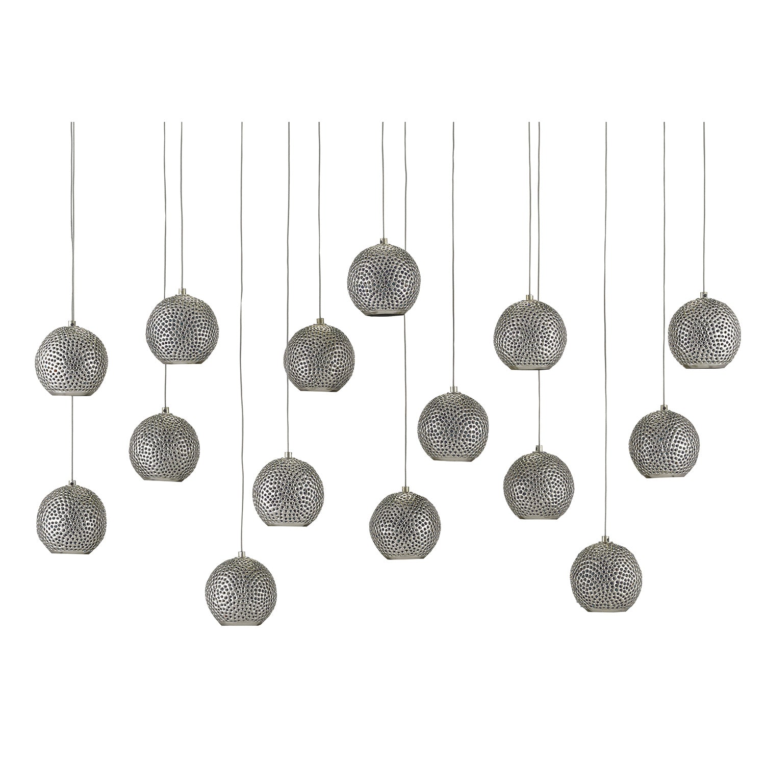 Currey & Co Giro Rectangular 15-Light Multi-Drop Pendant