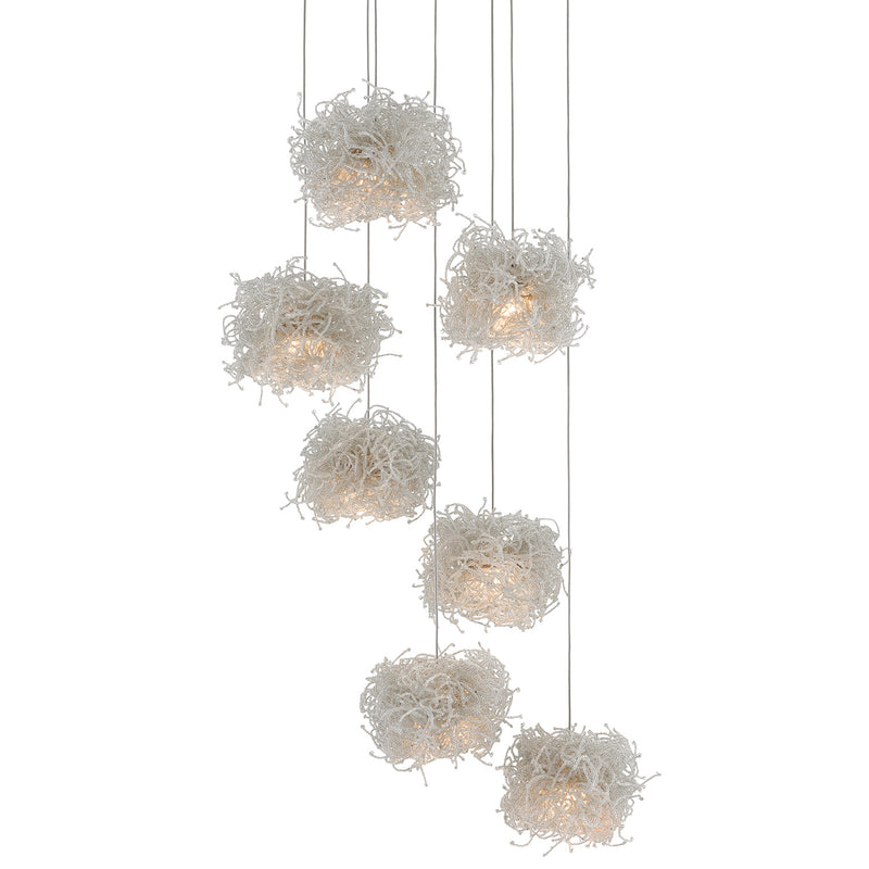 Currey & Co Birds Nest 7-Light Multi-Drop Pendant