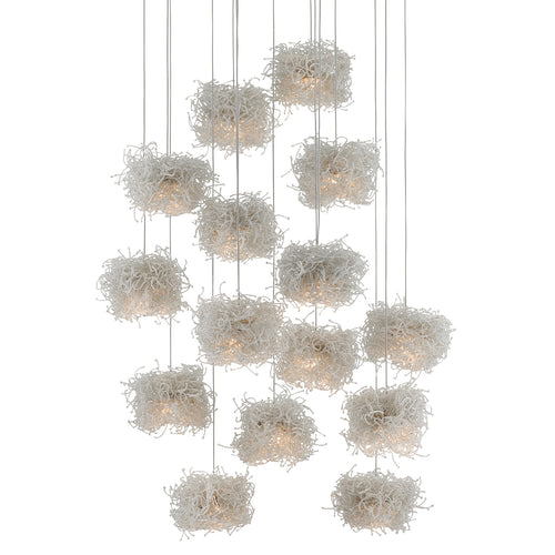 Currey & Co Birds Nest Round 15-Light Multi-Drop Pendant