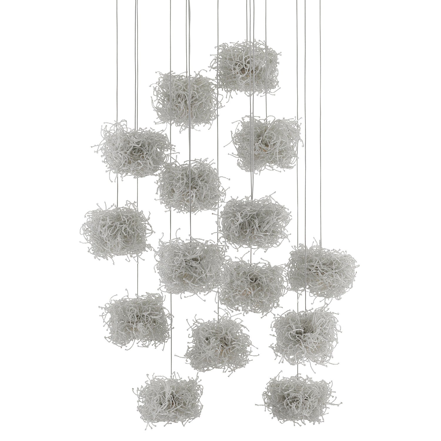 Currey & Co Birds Nest Round 15-Light Multi-Drop Pendant